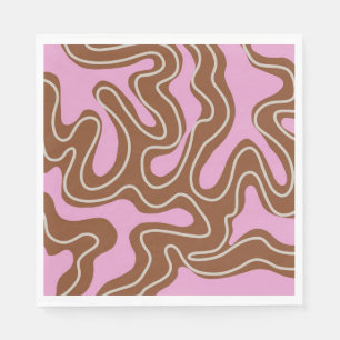 Servilleta De Papel Patrón de remolino líquido groovy boho mármol rosa