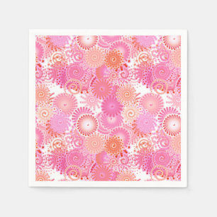 Servilleta De Papel Patrón de remolinos fractales, tonos rosa y coral