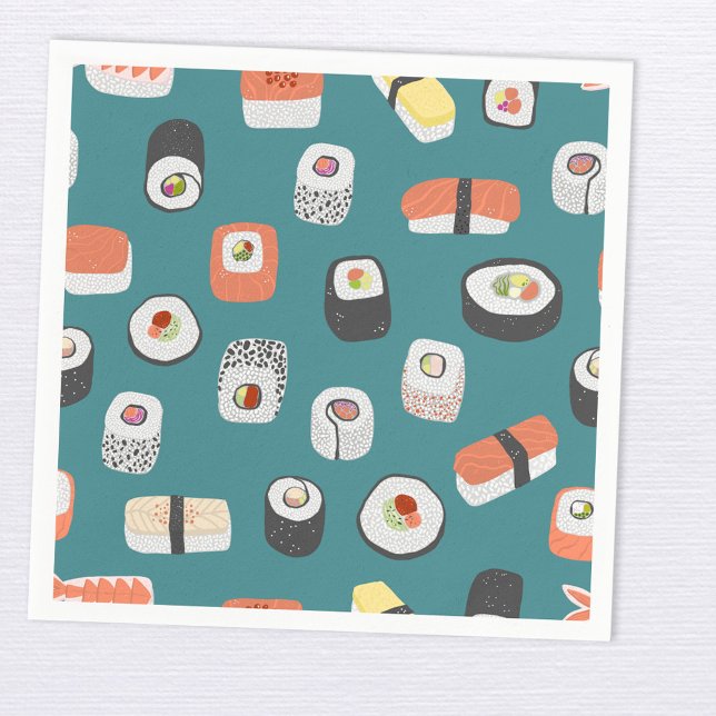 Servilleta De Papel Patrón de rollo Sushi Nigiri Maki (Japanese sushi themed paper napkins)