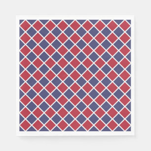 Servilleta De Papel Patrón de rombo de arlequín de cuadros rojo azul b