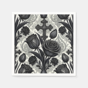 Servilleta De Papel Patrón de rosa gótica oscura (2)
