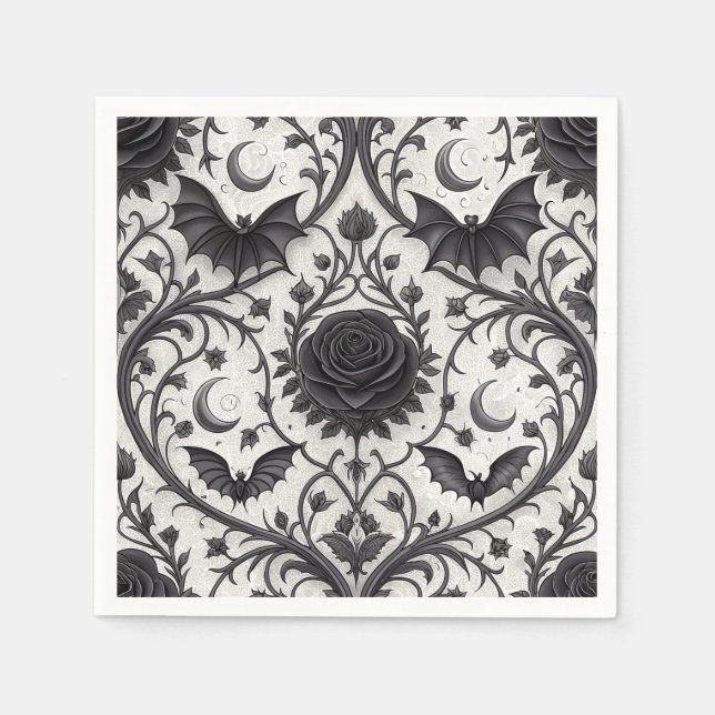 Servilleta De Papel Patrón de rosa gótica oscura (3) (Anverso)
