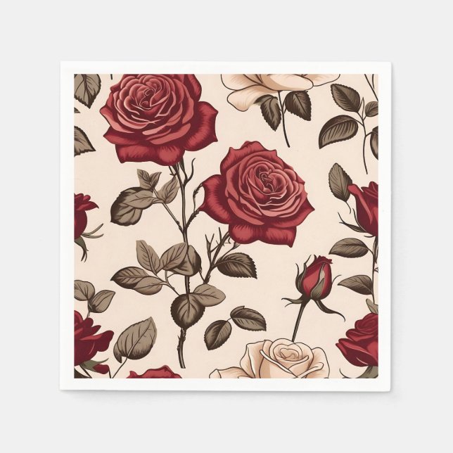 Servilleta De Papel Patrón de rosa roja polvorienta (Anverso)