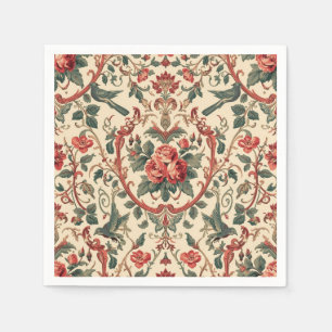 Servilleta De Papel Patrón de rosa y pájaro vintage Arte Nouveau román