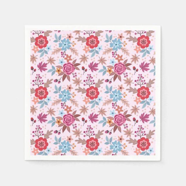 Servilleta De Papel Patrón de Rosas inspirados en otoño (Anverso)