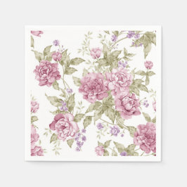Servilleta De Papel Patrón de Rosas púrpura floral romántico vintage