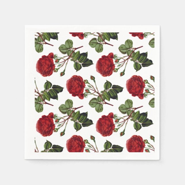 Servilleta De Papel Patrón de Rosas Rojas (Anverso)