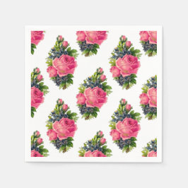 Servilleta De Papel Patrón de rosas rosadas bonito vintage