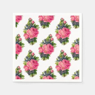 Servilleta De Papel Patrón de rosas rosadas bonito vintage