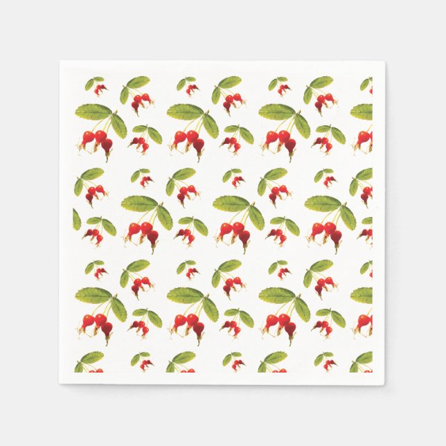 Servilleta De Papel Patrón de Rosehips 4 ángulos (Anverso)