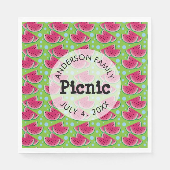 Servilleta De Papel Patrón de sandía para picnic familiar (Anverso)