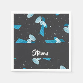 Servilleta De Papel Patrón de satélites del espacio azul