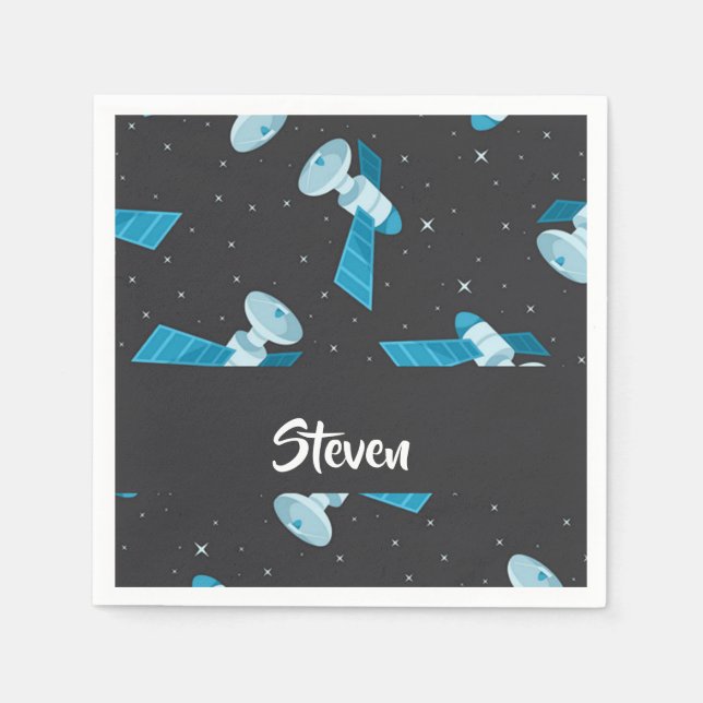 Servilleta De Papel Patrón de satélites del espacio azul (Anverso)