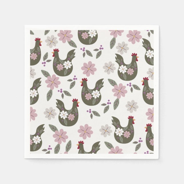 Servilleta De Papel Patrón de Semana Santa sin fisuras con pollo. (Anverso)