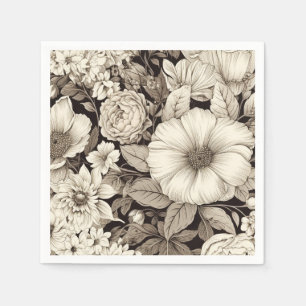 Servilleta De Papel Patrón de Sepia Floral Vintage (12)