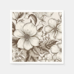 Servilleta De Papel Patrón de Sepia Floral Vintage (14)