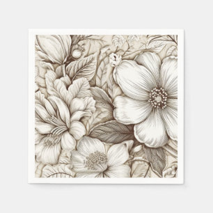 Servilleta De Papel Patrón de Sepia Floral Vintage (15)