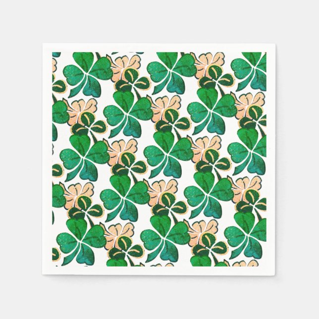 Servilleta De Papel Patrón de Shamrock de Atrapado Verde (Anverso)