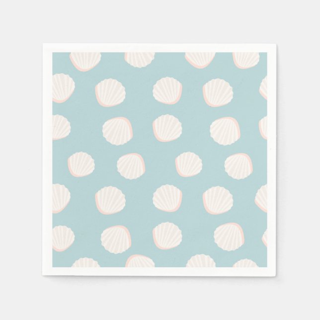 Servilleta De Papel Patrón de shell azul (Anverso)