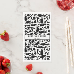 Servilleta De Papel Patrón de silueta de golf clásico blanco y negro