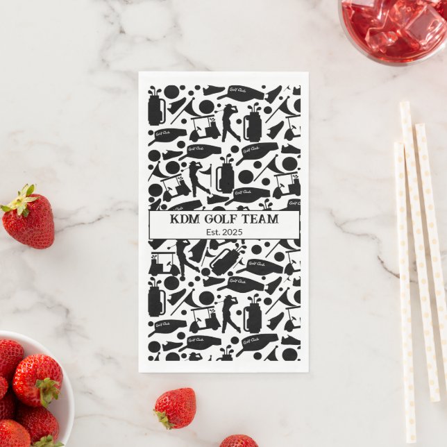 Servilleta De Papel Patrón de silueta de golf clásico blanco y negro (In situ)