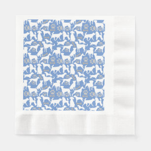 Servilleta De Papel Patrón de silueta de perro.Blanco.03 Lblue BG