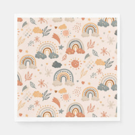Servilleta De Papel Patrón de sol de nubes arco iris, tonos de la Tier