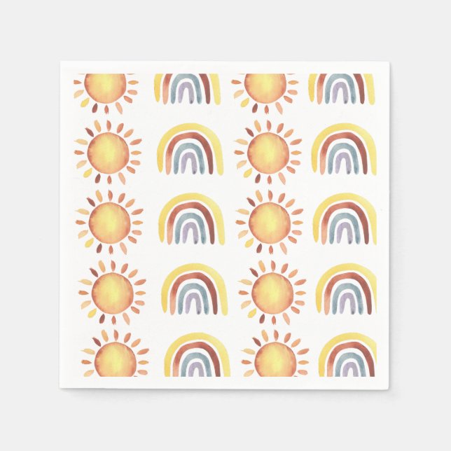 Servilleta De Papel Patrón de sol y arcoíris (Anverso)