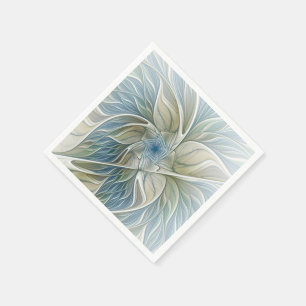 Servilleta De Papel Patrón de sueño floral abstracto azul caqui fracta