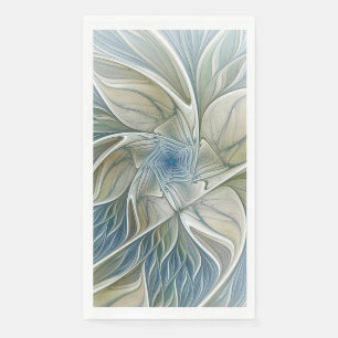 Servilleta De Papel Patrón de sueño floral abstracto azul caqui fracta