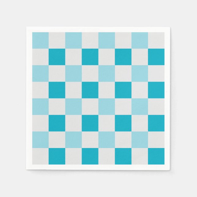 Servilleta De Papel Patrón De Tablero Blanco Y Azul (Anverso)