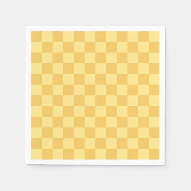 Servilleta De Papel Patrón de tablero de ajedrez amarillo (Anverso)
