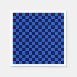 Servilleta De Papel Patrón de tablero de ajedrez azul y negro