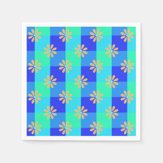Servilleta De Papel Patrón de tablero de ajedrez de flor retro amarill