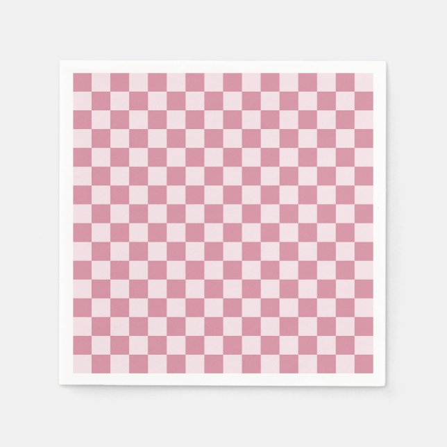 Servilleta De Papel Patrón de tablero de ajedrez de rosa polvorienta (Anverso)