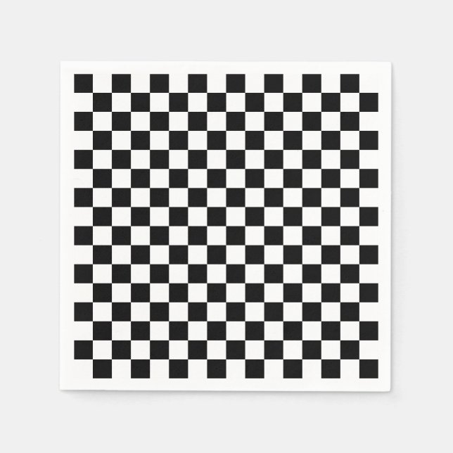 Servilleta De Papel Patrón de tablero de ajedrez en blanco y negro (Anverso)