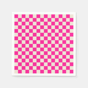 Servilleta De Papel Patrón de tablero de ajedrez rosa caliente y bronc
