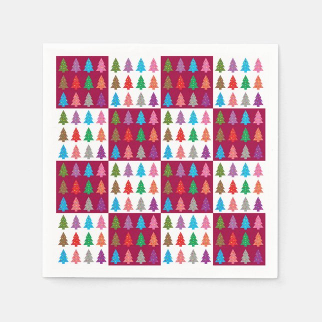 Servilleta De Papel Patrón de tejido de árbol de Navidad (Anverso)