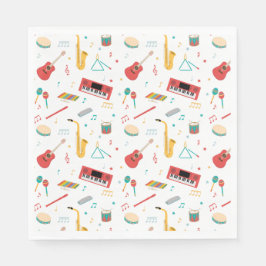 Servilleta De Papel Patrón de tema musical de instrumentos musicales