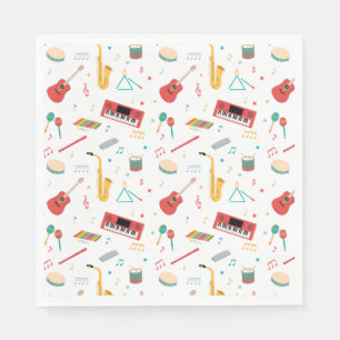 Servilleta De Papel Patrón de tema musical de instrumentos musicales