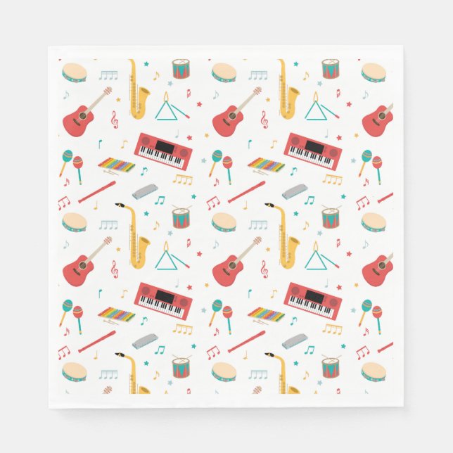 Servilleta De Papel Patrón de tema musical de instrumentos musicales (Anverso)