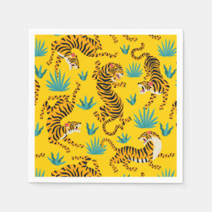 Servilleta De Papel Patrón de tigre asiático dorado