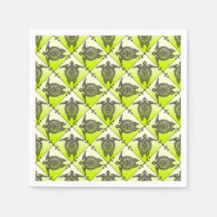 Servilleta De Papel Patrón de tortugas marinas chamánicas - verde