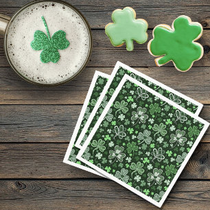 Servilleta De Papel Patrón de Trébol Celta Corazones Verdes Irlandeses