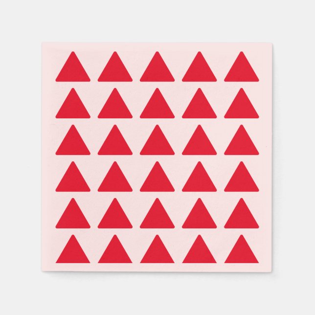 Servilleta De Papel Patrón de triángulo rojo arte moderno rosado (Anverso)