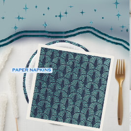 Servilleta De Papel Patrón de ventilador Art Deco Azul