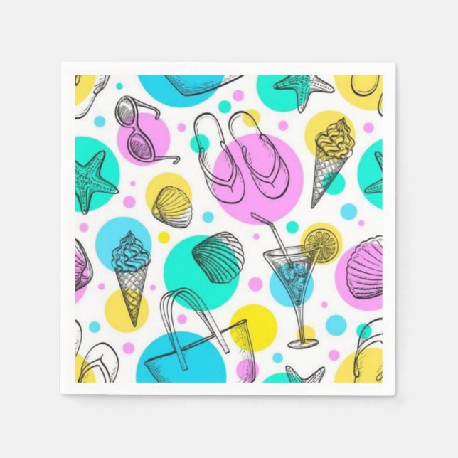 Servilleta De Papel Patrón de verano (Anverso)