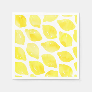 Servilleta De Papel Patrón de verano blanco amarillo limón acuarela