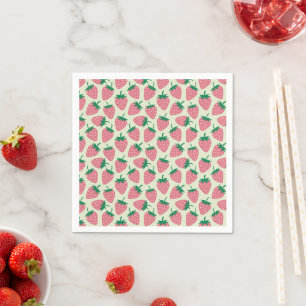 Servilleta De Papel Patrón de verano de fresa rosa