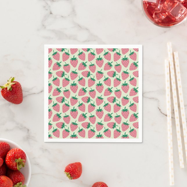Servilleta De Papel Patrón de verano de fresa rosa (In situ)